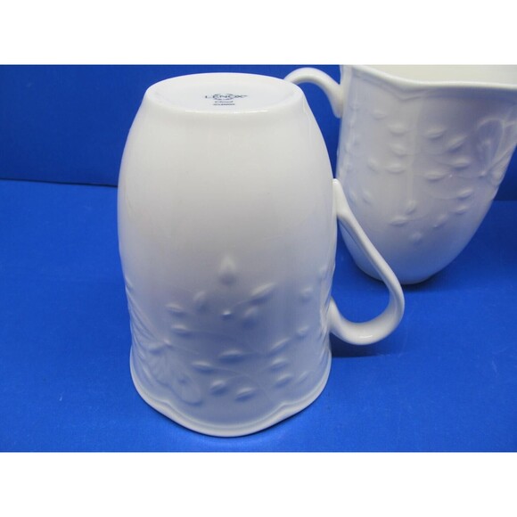 Lenox Butterfly Meadow Cloud White Embossed Butterflies And Leaves Mugs Set of 3 - Picture 9 of 16